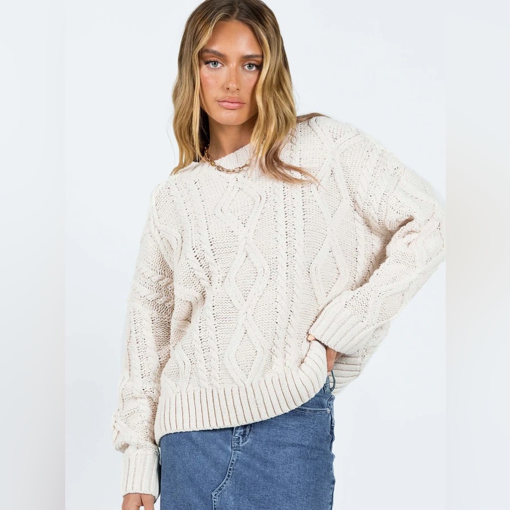 Princess Polly Anaya Cable Knit Sweater NWT L/XL